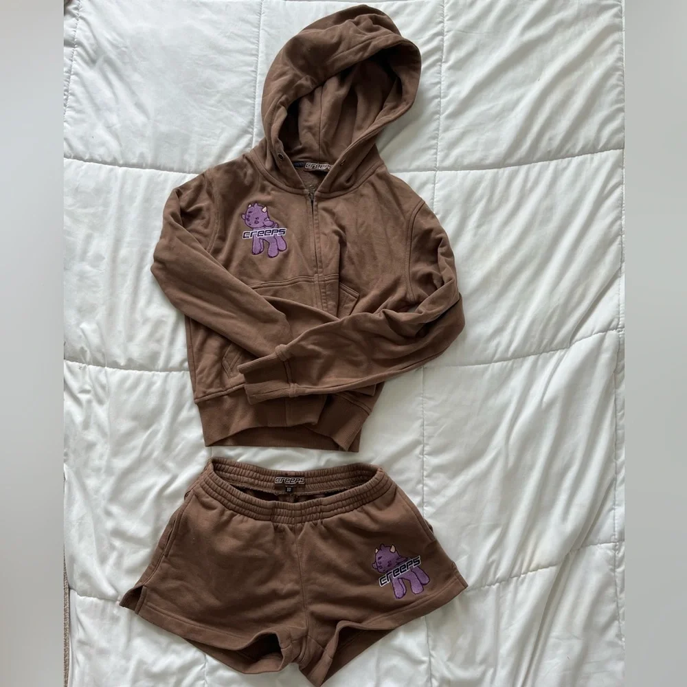 CREEPS Brown Lounge Wear Short Set XS/S - Picture 3 of 6